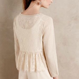 Anthropologie Afterword Lace Back Cardigan Cream XS